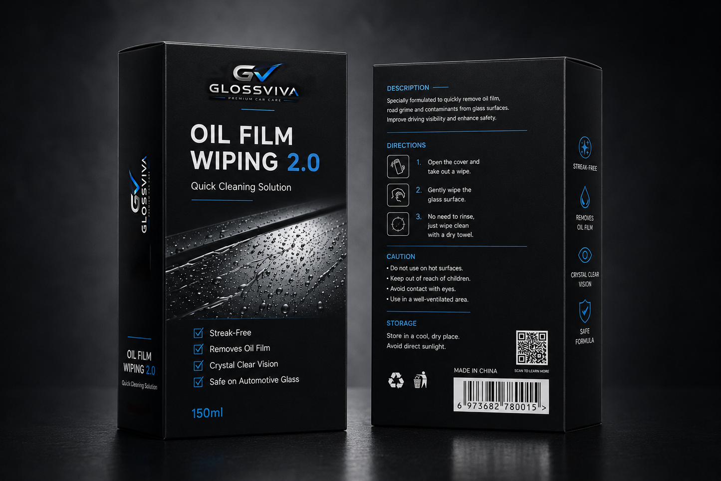GLOSSVIVA Oil Film Wiping 2.0-Premium Windshield & Mirror Care System